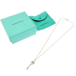 TIFFANY Co Silver Diamond Heart Key Necklace